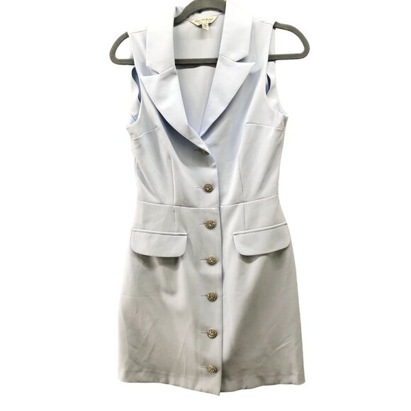 Miss Selfridge (ASOS) Blazer Jacket Dress Womens 4 Blue Jewel Button Sleeveless - Picture 1 of 10